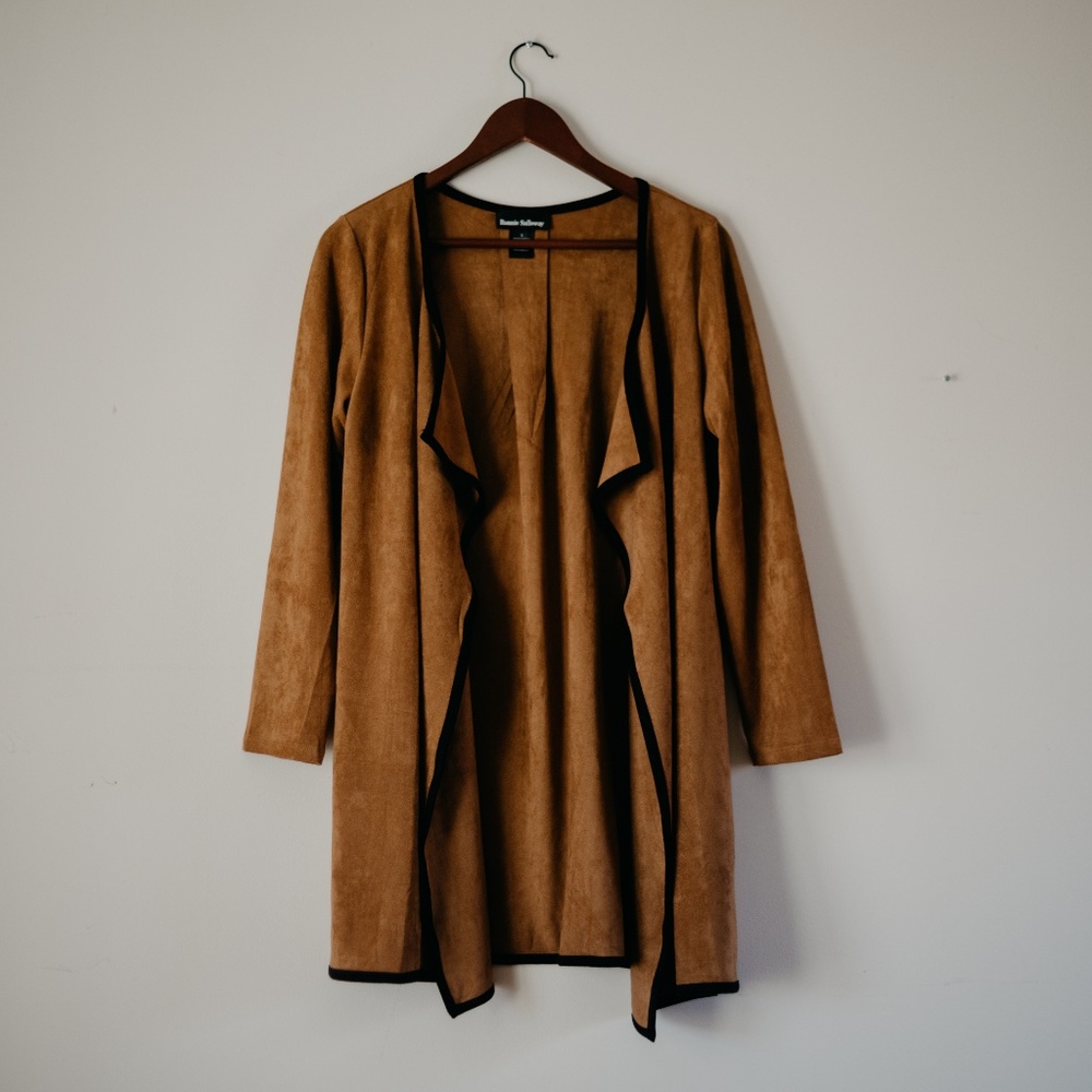 Faux Suede Drape Jacket